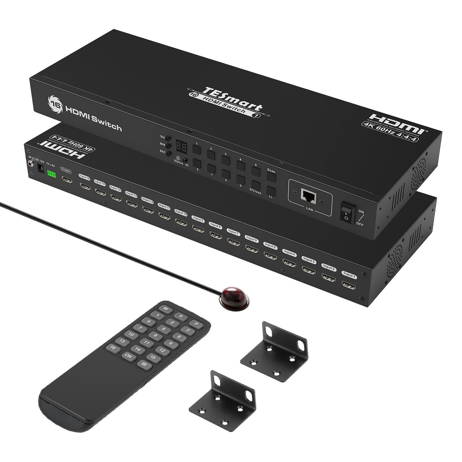 16ポートHDMI切替器 4K@60Hz RS232 LANポート対応HDCP 2.2