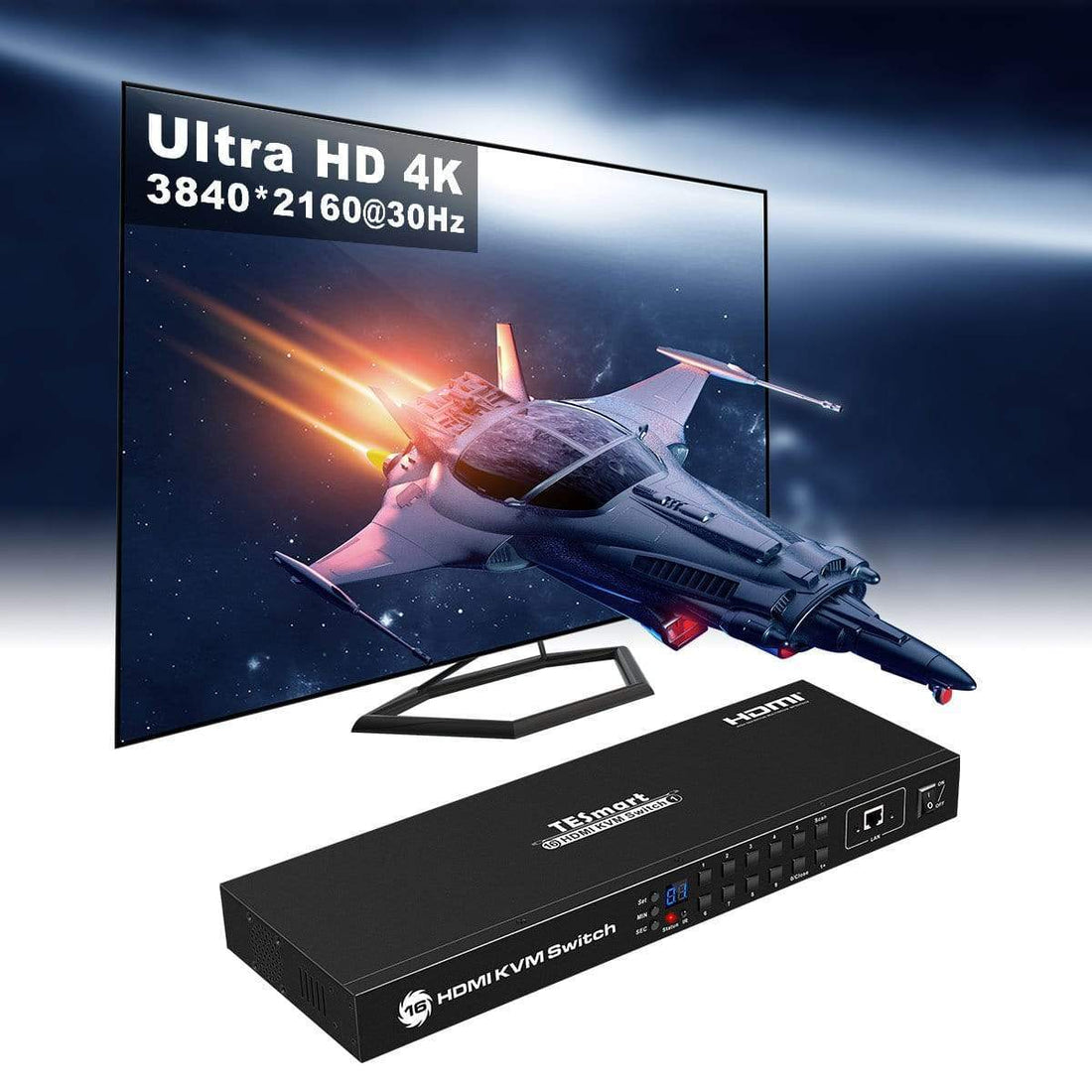 16 ポート KVM スイッチ HDMI 4K30Hz EDID付き RS232/LANポート | 16PC&1モニター