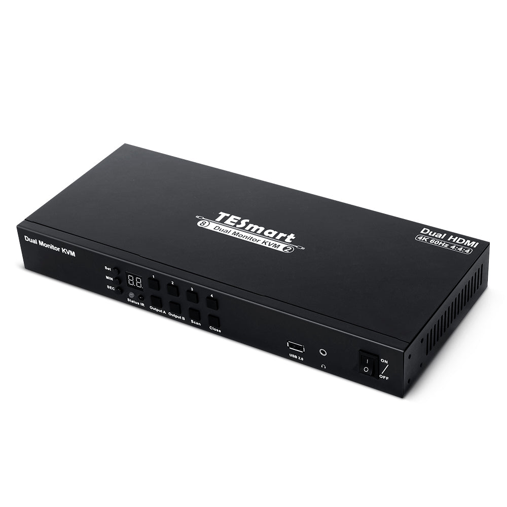 4ポートデュアルモニター KVM スイッチ HDMI 4K60Hz カスケード可能 | 4PC&2モニター
