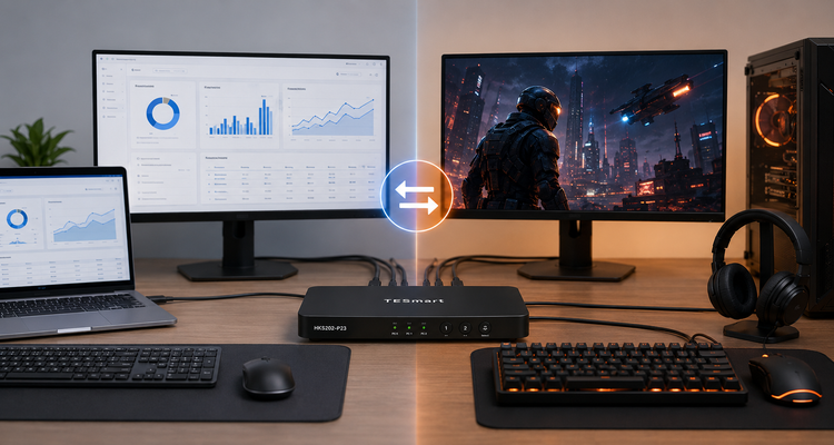 2台のPCで2台のモニターを共有する方法｜デュアルモニターKVMの接続と選び方