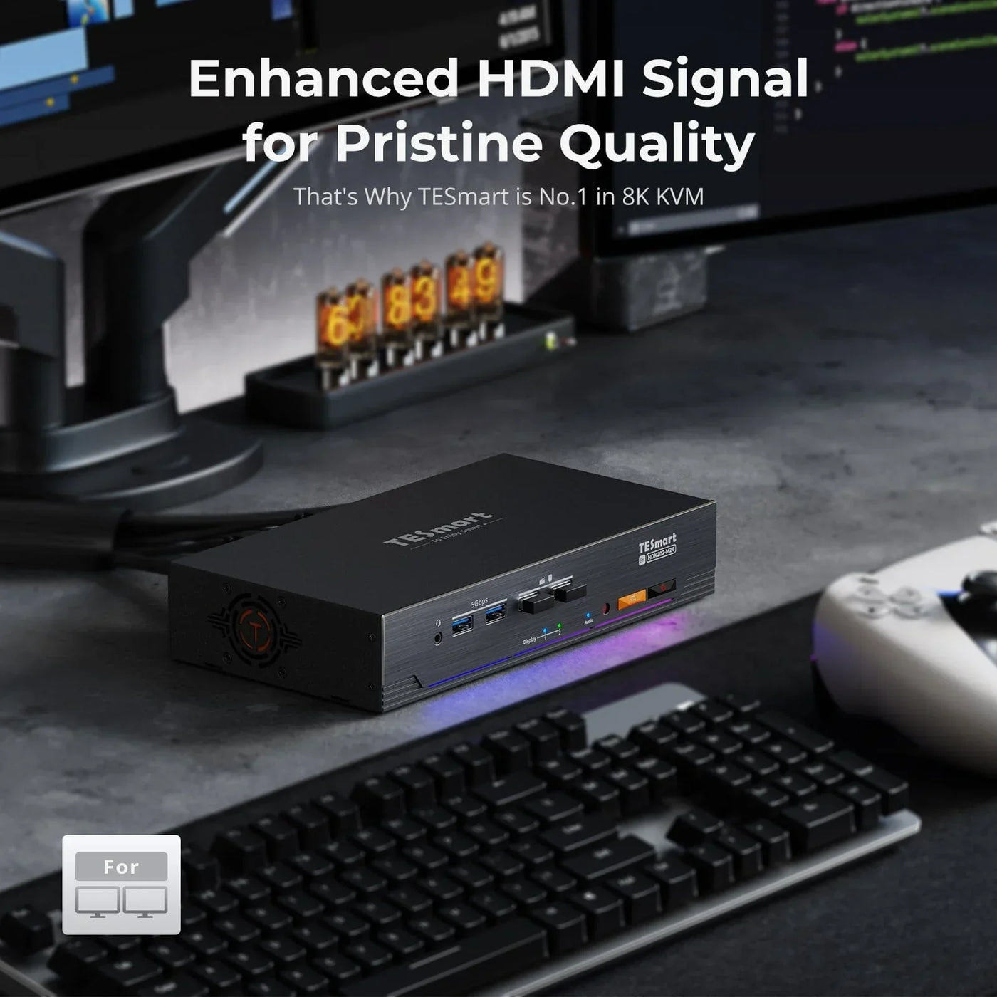 高リフレッシュ環境に最適な2026年版デュアルモニターKVM：TESmart HDK202-M24