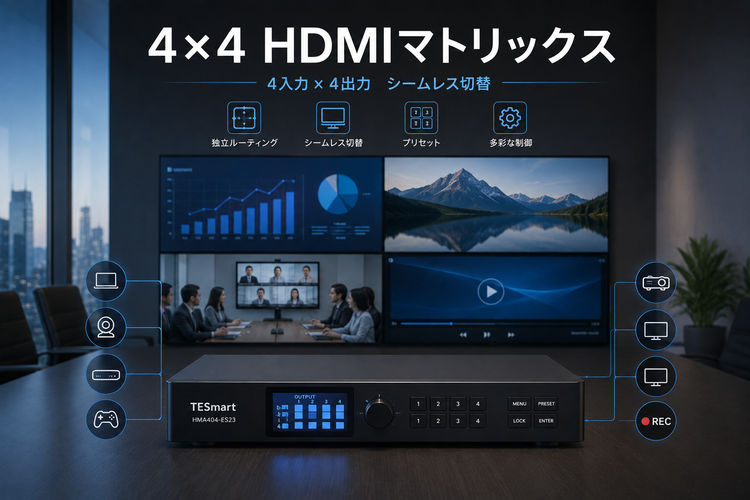 4台のソースを4台の画面へ：シームレス4x4 HDMIマトリックススイッチは必要？
