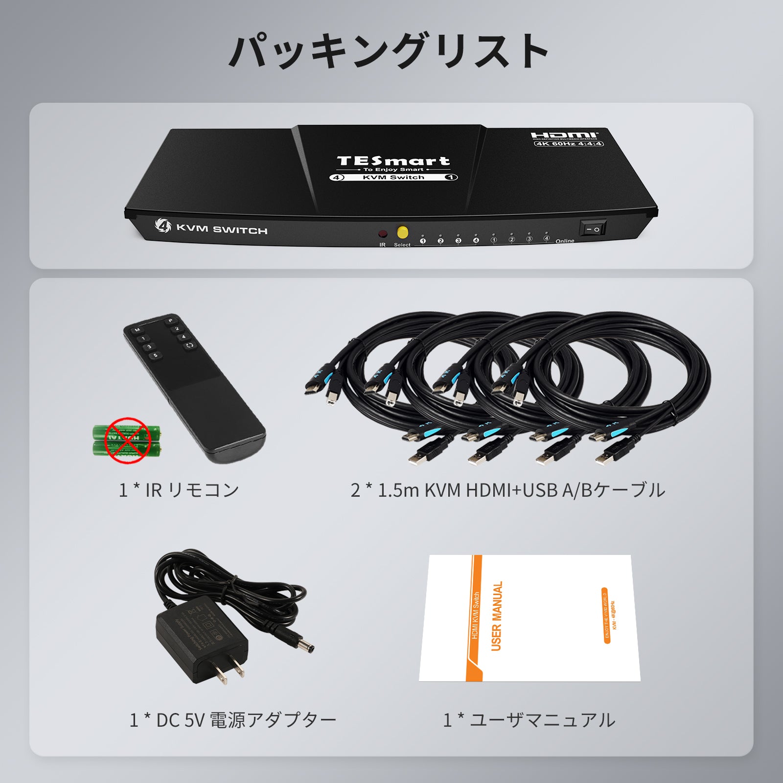 KVMスイッチ | 4ポート HDMI 4K30Hz EDID付き - TESmart Japan
