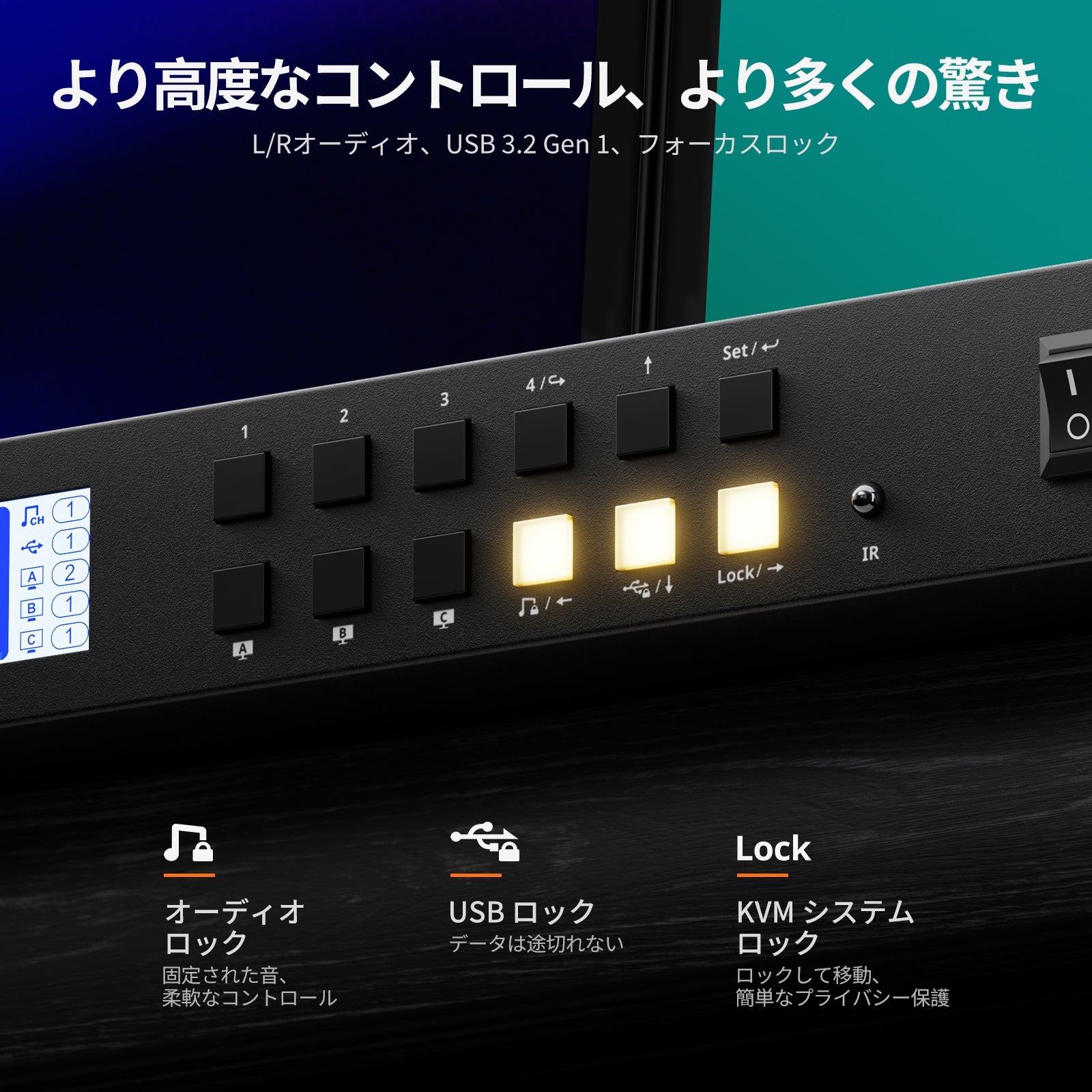 HDMI 2.0 & DP 1.2 トリプル4K60 KVMスイッチ(4台のPC & 3台の HDMI 2.0 & DP 1.2 トリプル4K60 KVMスイッチ(4台のPC & 3台の