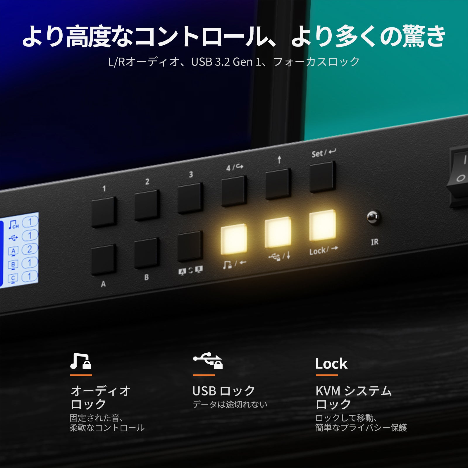 デュアル4K60Hz ハイブリッドKVMプロハブ（4台のPC & 2台のモニター