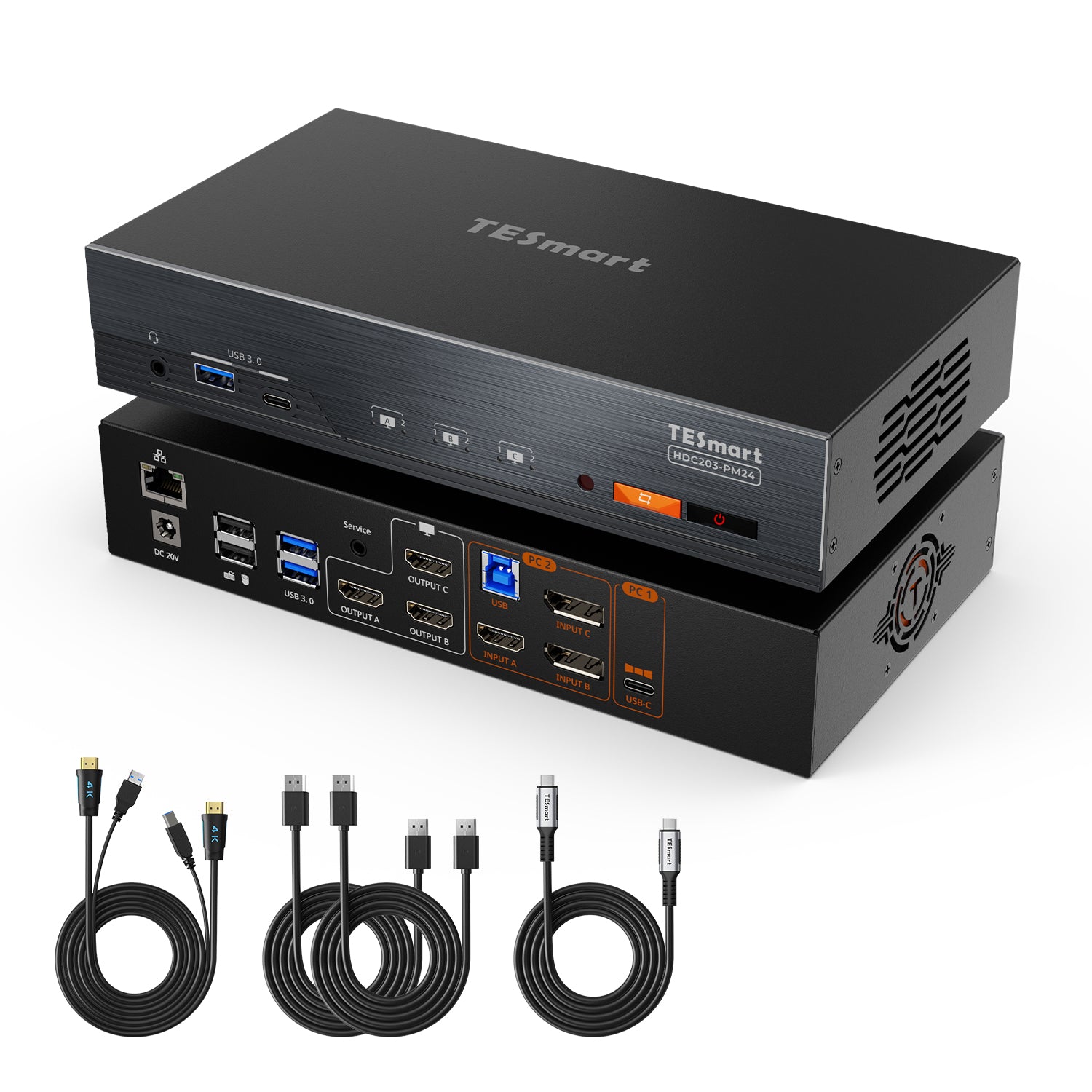 Triple 4K60Hz DisplayLink® KVMドック – USB-C、スマートEDID & 100W