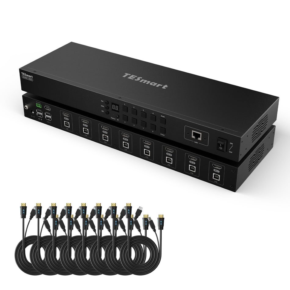 8ポート HDMI KVM スイッチ 4K30Hz 対応 RS232/LANサポート、互換性と安定性を強化