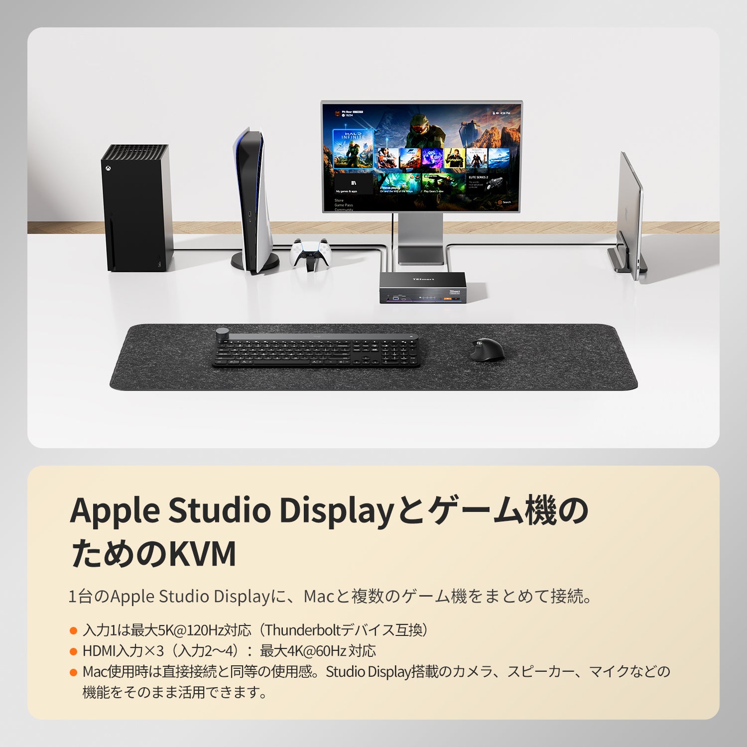 Apple Studio Display用4ポートKVM – Thunderbolt™ 4 & HDMIデバイス