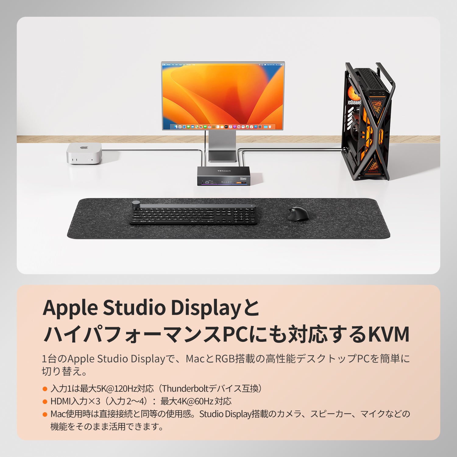 Apple Studio Display用4ポートKVM – Thunderbolt™ 4 & HDMIデバイス