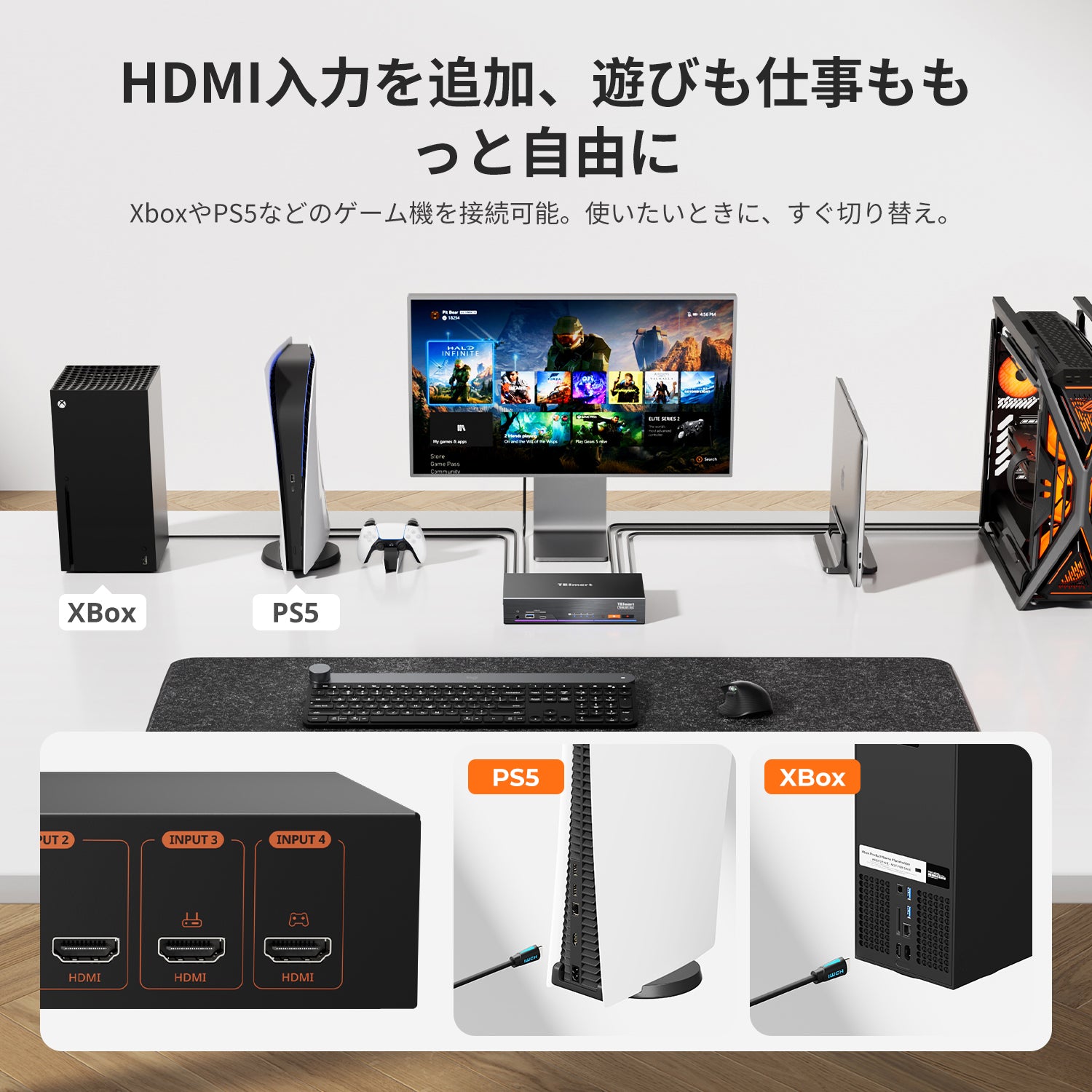 Apple Studio Display用4ポートKVM – Thunderbolt™ 4 & HDMIデバイス