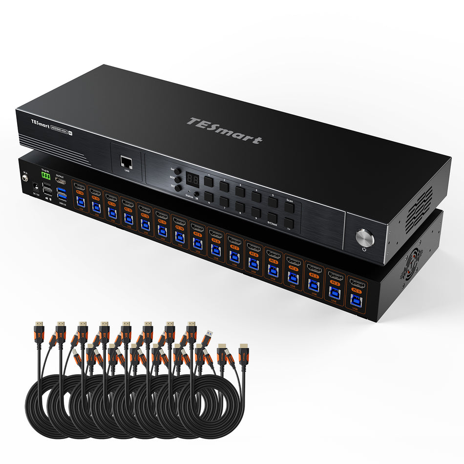 16ポート HDMI KVMスイッチ 8K@60Hz・4K@144Hz対応 USB 3.2 Gen 1搭載｜HKS1601-M24