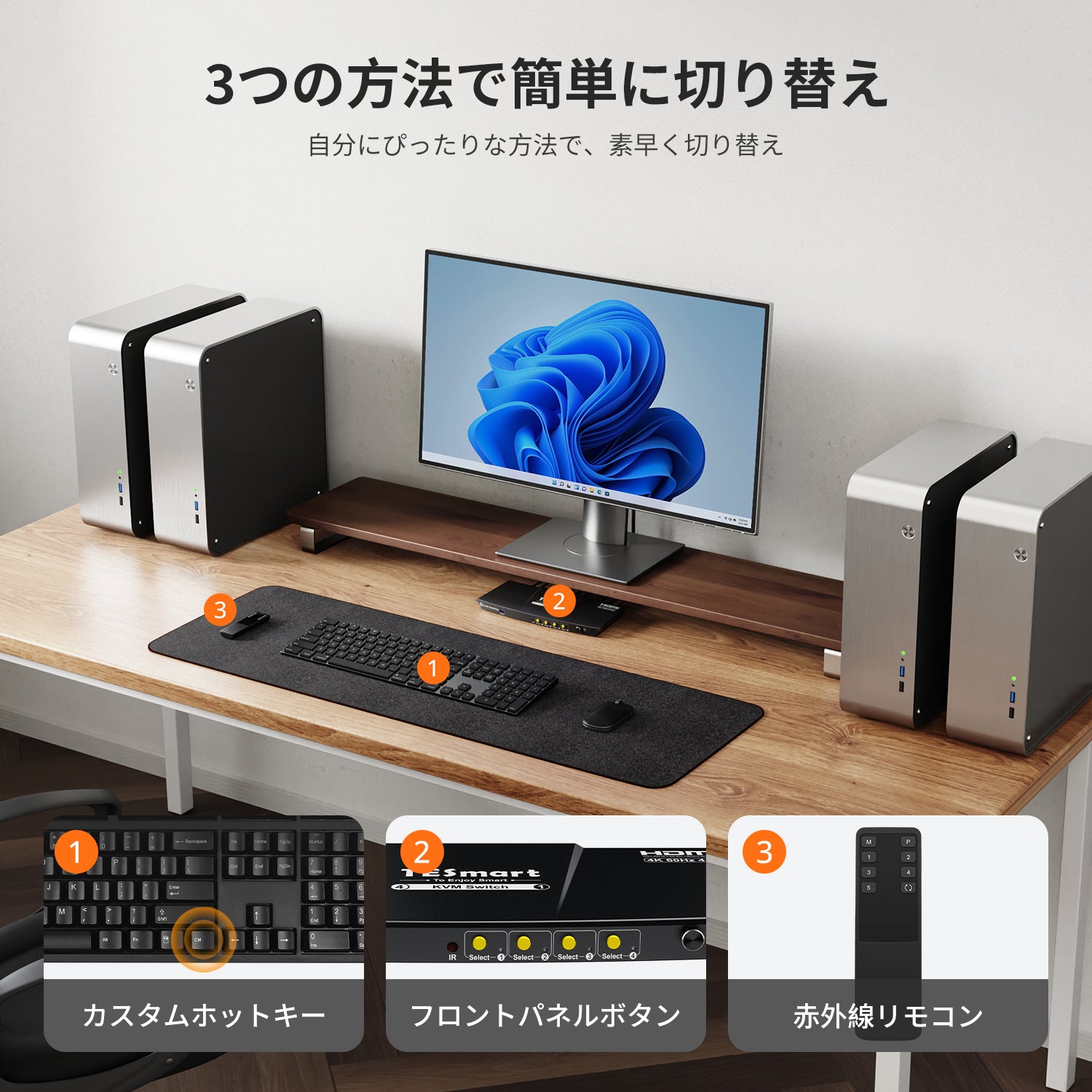 KVMスイッチ | 4ポート HDMI 4K60Hz USB3.0 EDID付き - TESmart Japan