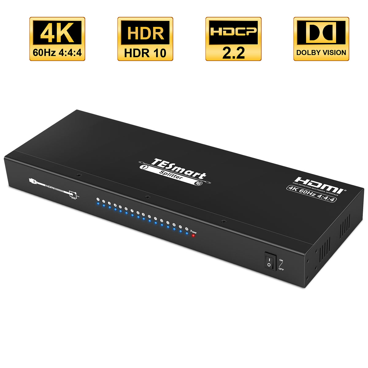 16ポートのHDMIスプリッター 4K 60Hz HDR対応DVDプレーヤーTVボックス用