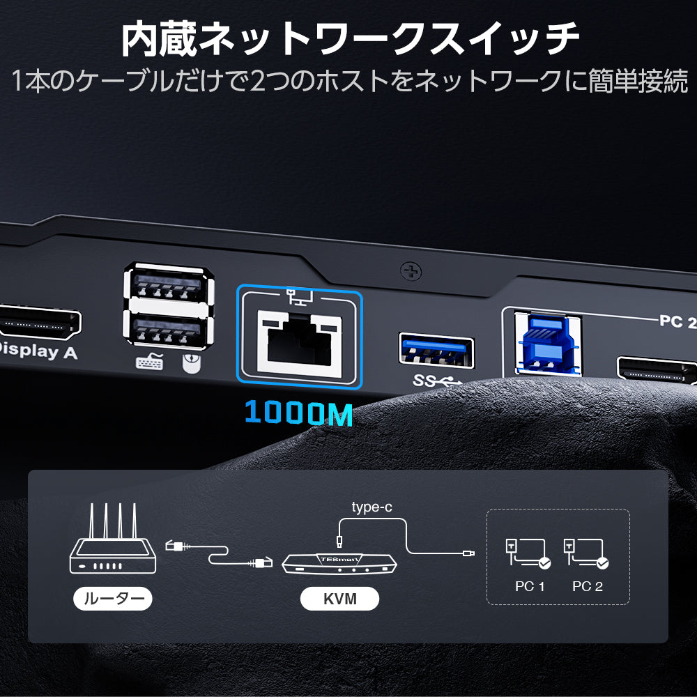 デュアルハイブリッドKVMドッキングステーションキット - USB-C、MSTおよびEDID付き、4K60Hz、ノートPC1台およびデスクトップ1台用