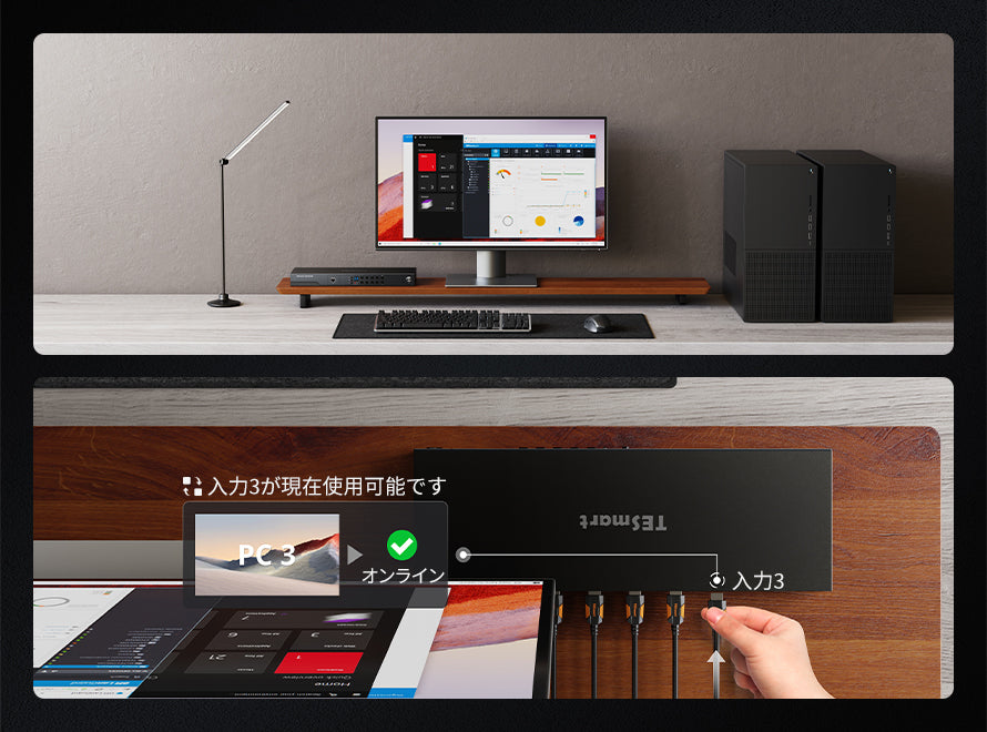 HDMI 2.1 8K60Hz 8x1 KVMスイッチ（8台のPC＆1台のモニター用）、ADI