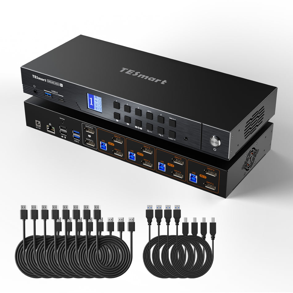 DP 1.4デュアル 8K@60Hz KVMスイッチ（ネットワークハブ & Smart EDID内蔵）– ITプロフェッショナル、クリエイター、マルチPC環境向け