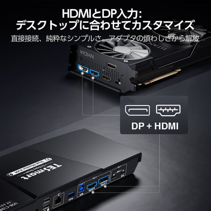 デュアルハイブリッドKVMドッキングステーションキット - USB-C、MSTおよびEDID付き、4K60Hz、ノートPC1台およびデスクトップ1台用