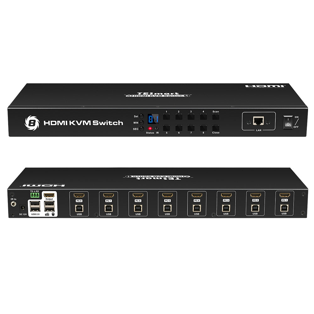 KVMスイッチ | 8ポート HDMI 4K30Hz EDID付き RS232/LANポート 
