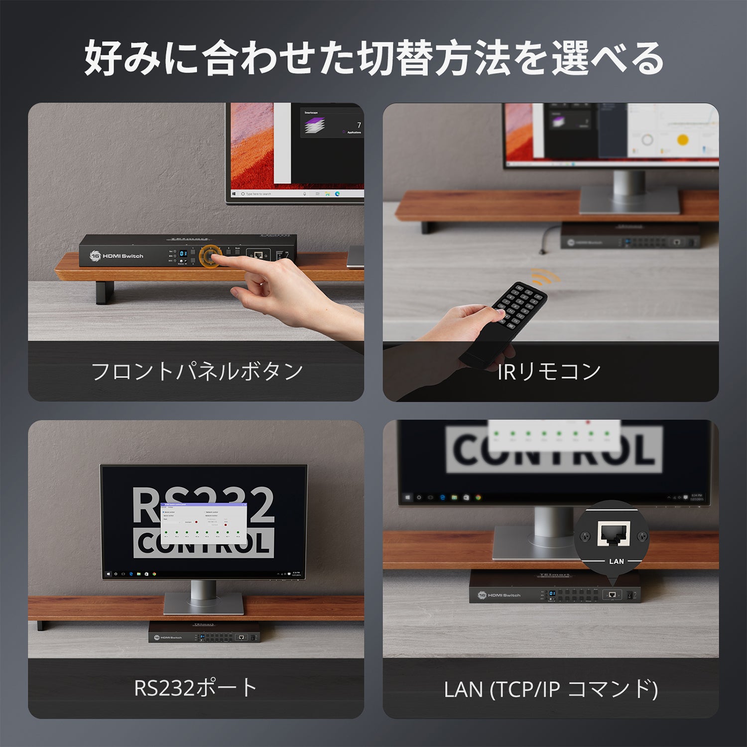 16ポートHDMI切替器 4K@60Hz RS232 LANポート対応HDCP 2.2