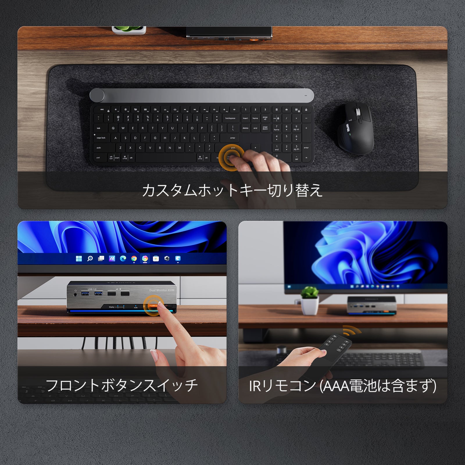 HDMI 2.1 デュアル 4K144Hz KVM スイッチ ゲーミング ドック 2台のPCと