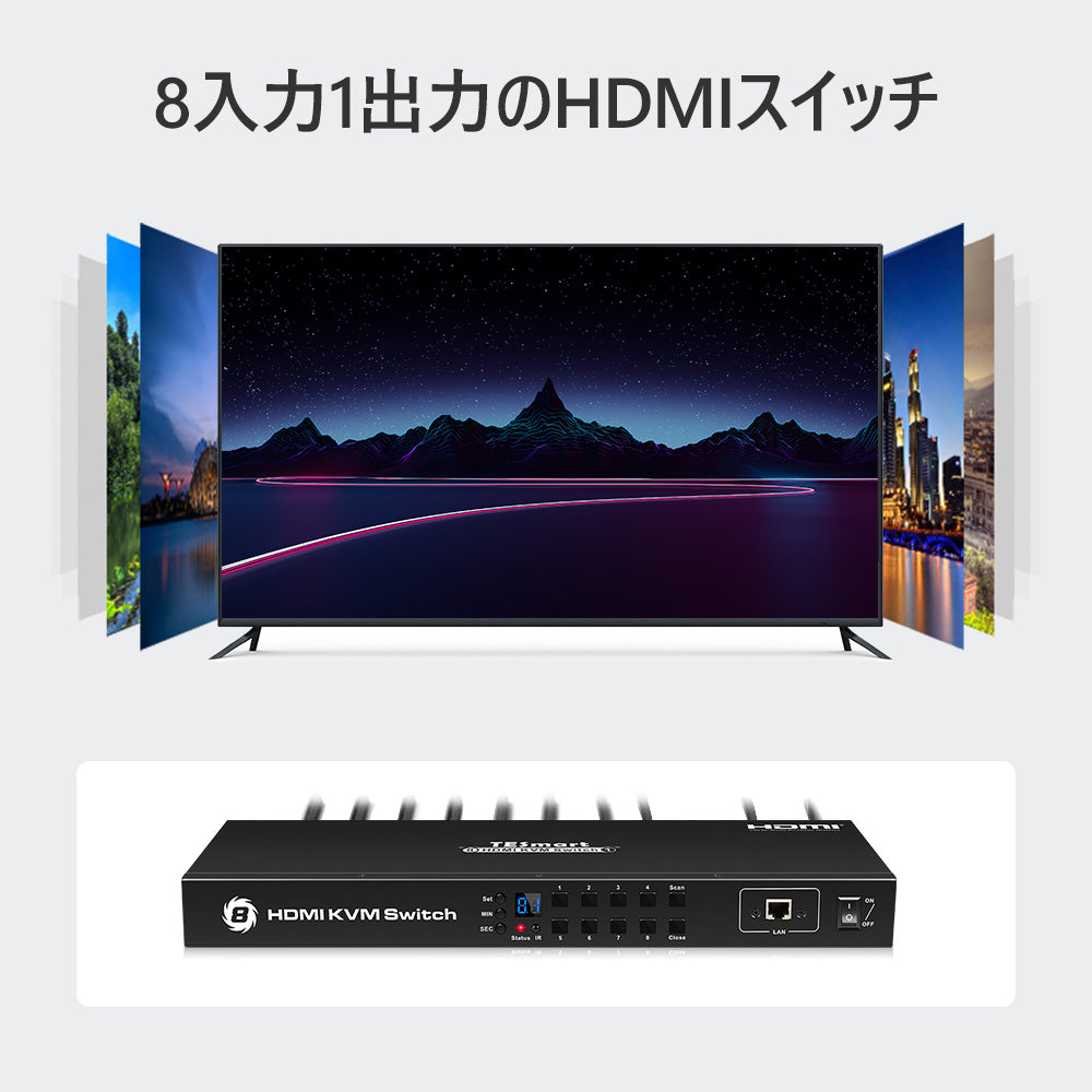 8ポートHDMI切替器 RS232/LAN対応 ラックマウント 4K@60Hz