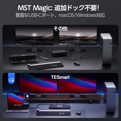 デュアルハイブリッドKVMドッキングステーションキット - USB-C、MSTおよびEDID付き、4K60Hz、ノートPC1台およびデスクトップ1台用