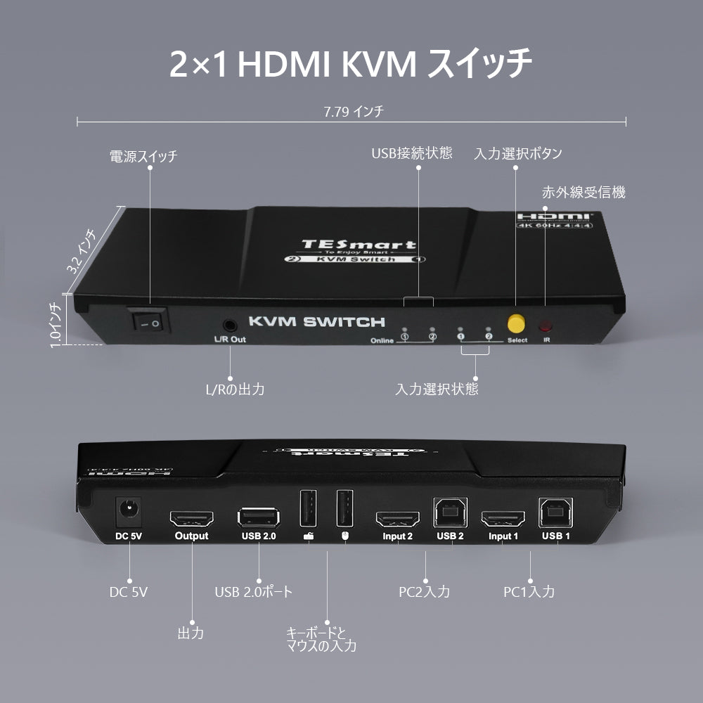 HDMI KVMスイッチ 2ポート 4K60Hz-2