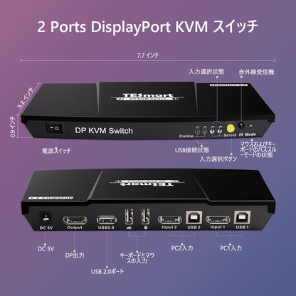 KVMスイッチ 2DPポート-2