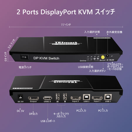 KVMスイッチ 2DPポート-2